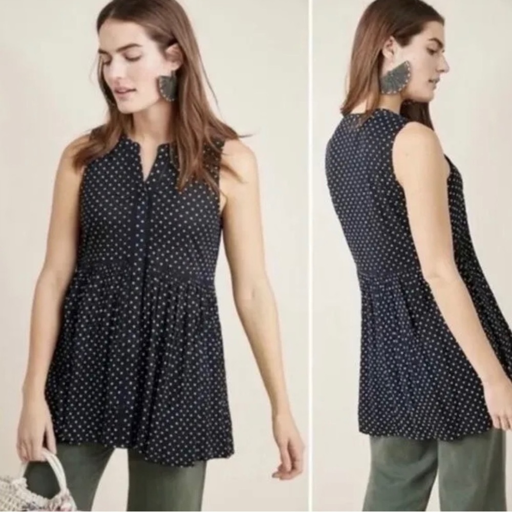 🆕Anthropologie - Nia sleeveless button down polka-dot tunic - Picture 3 of 12